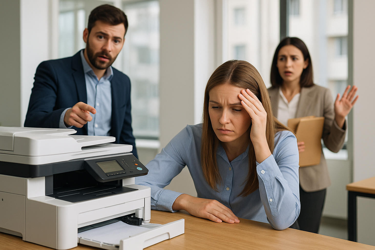 Office workers delayed by broken office printer