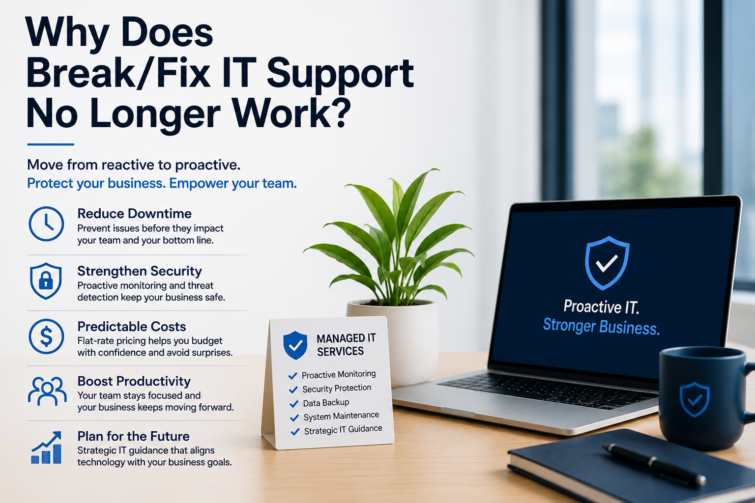 Managed IT services team monitoring business technology and cybersecurity